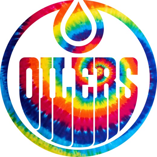 Edmonton Oilers rainbow spiral tie-dye logo vinyl decal